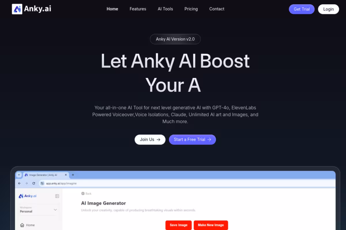Anky.AI homepage screenshot