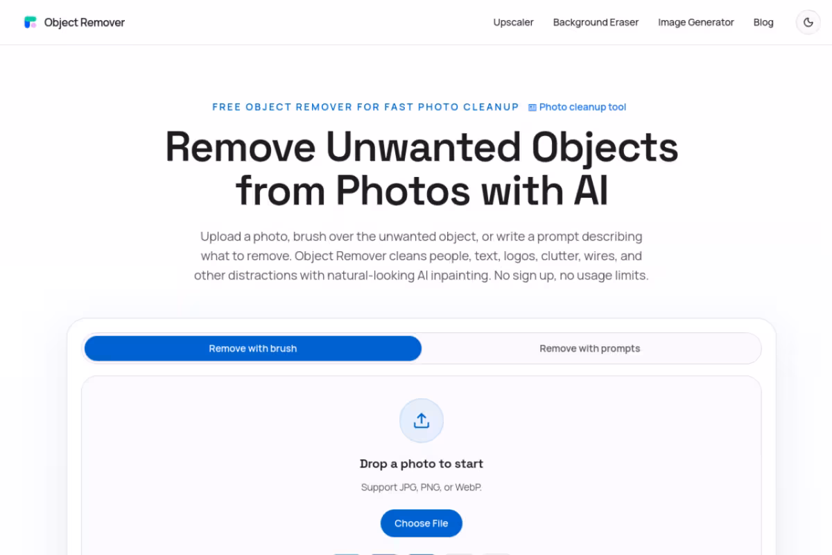 ObjectRemover homepage screenshot