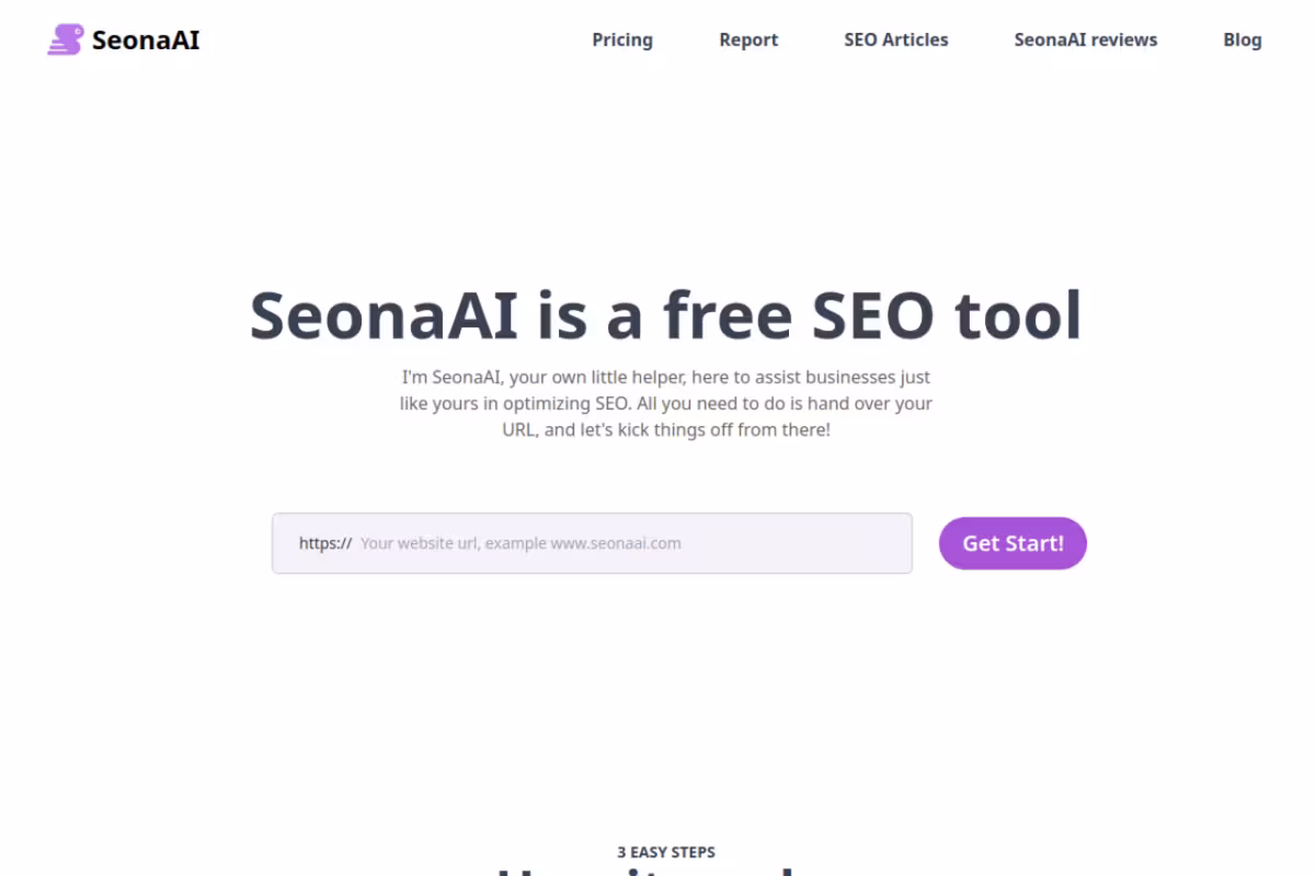 Seona AI homepage screenshot