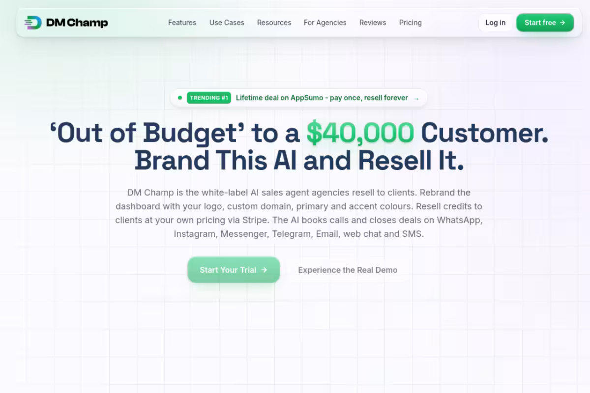 DM Champ homepage screenshot