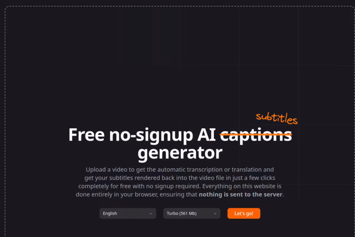 Subtitles homepage screenshot