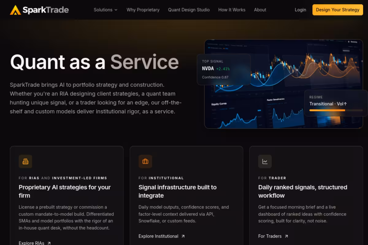 Sparktrade homepage screenshot