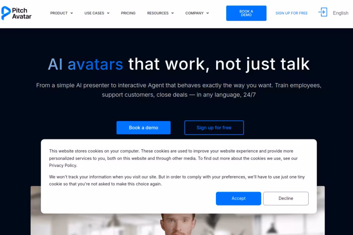 Pitch Avatar homepage screenshot