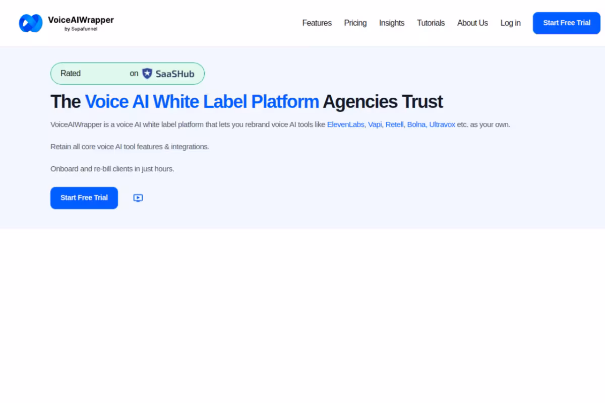 VoiceAIWrapper homepage screenshot