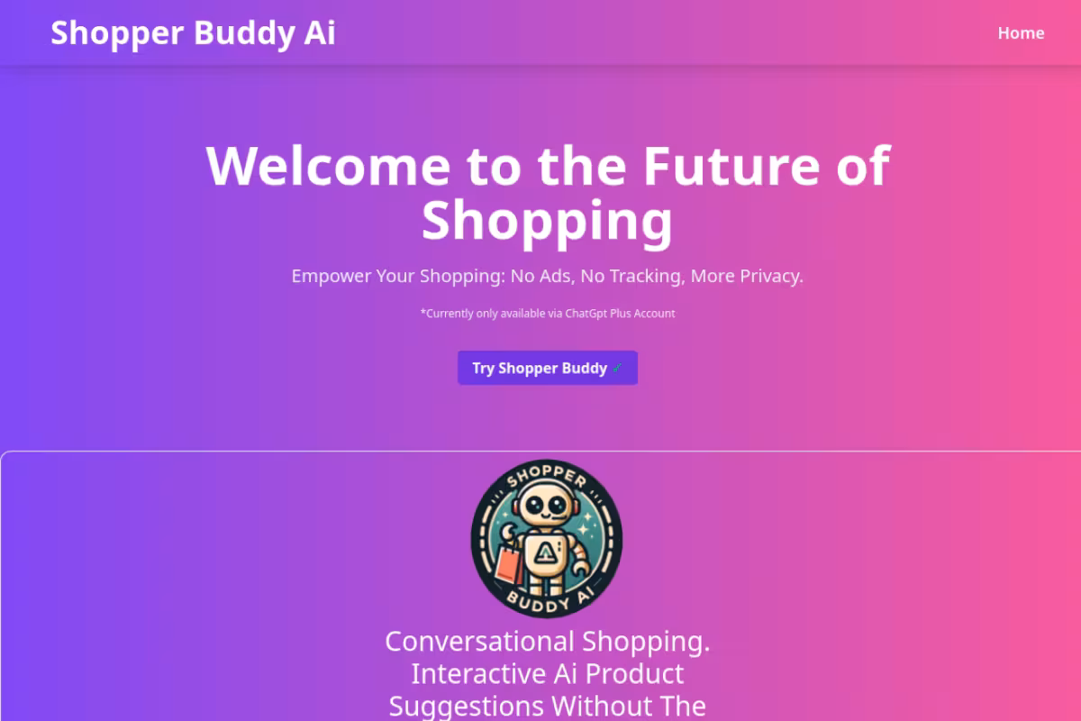 Shopper Buddy homepage screenshot