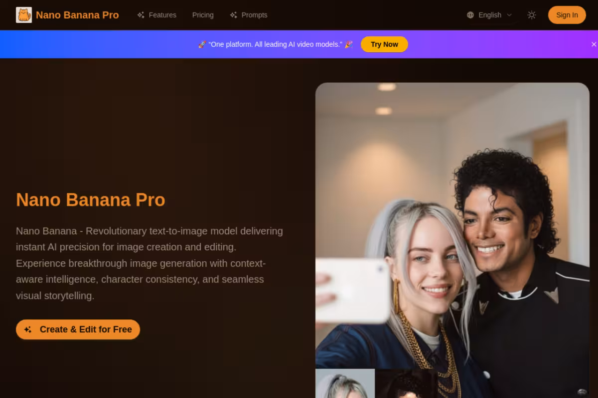 Nano Banana.pro homepage screenshot