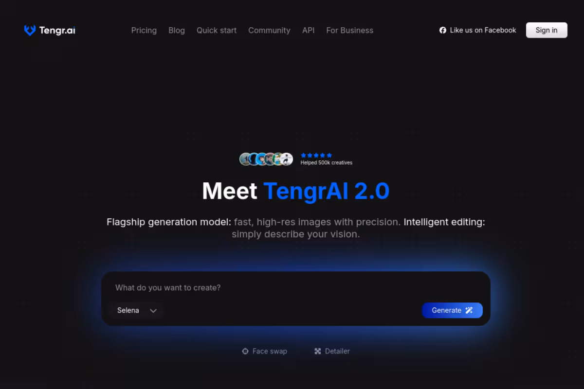 Tengr homepage screenshot