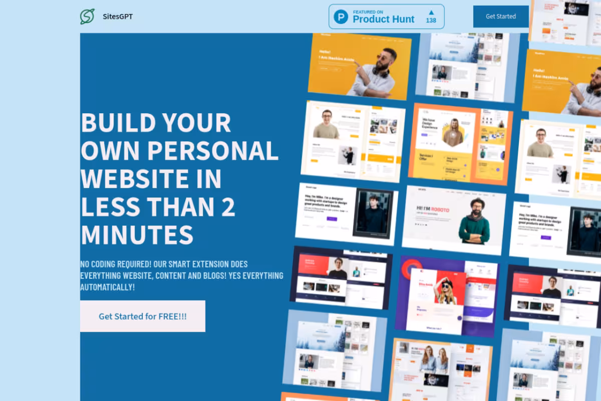 SitesGPT homepage screenshot