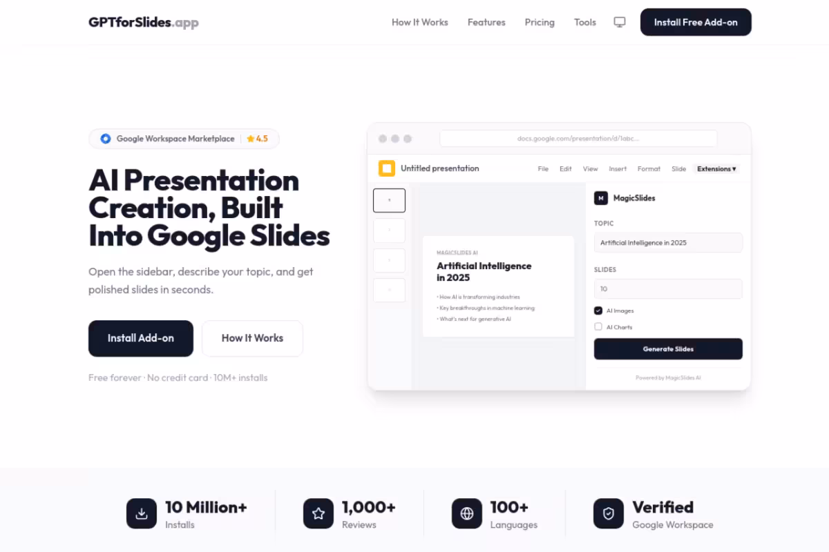 GPT for Slides homepage screenshot