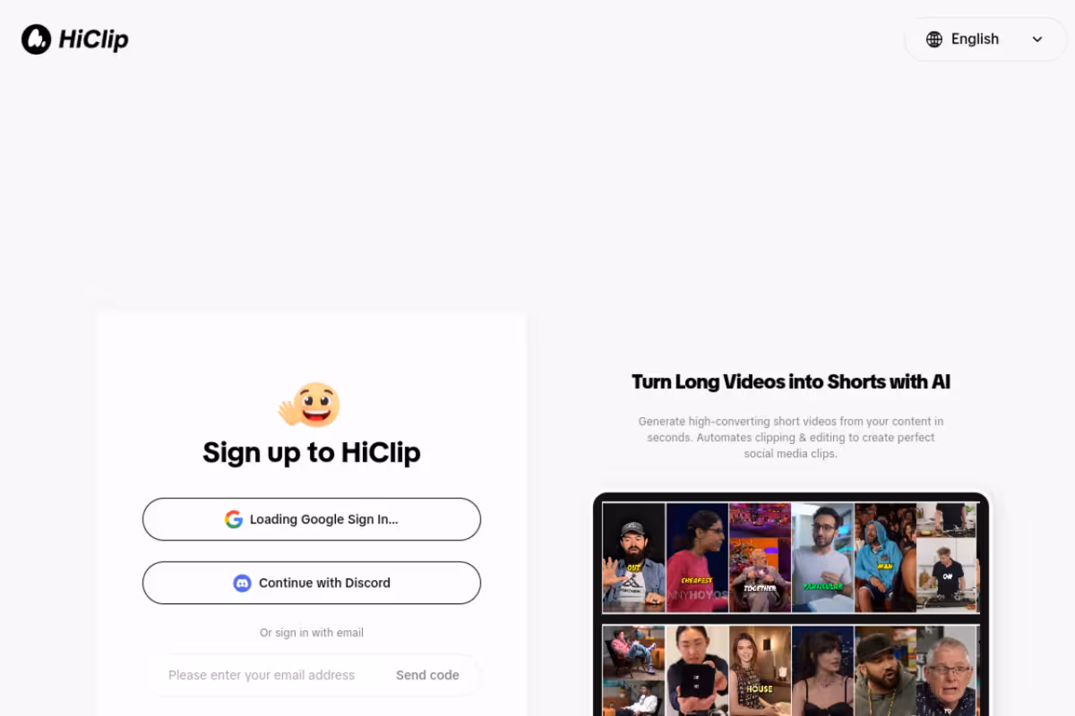 HiClip AI homepage screenshot