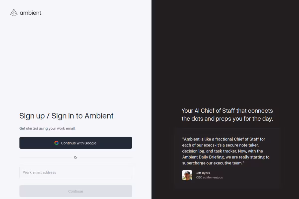 Twine Ambient homepage screenshot