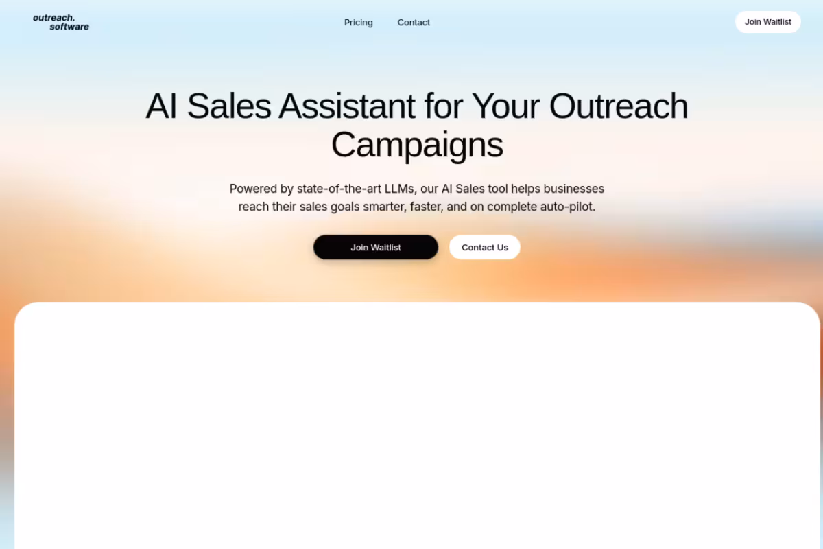 AI Sales Assistant homepage screenshot