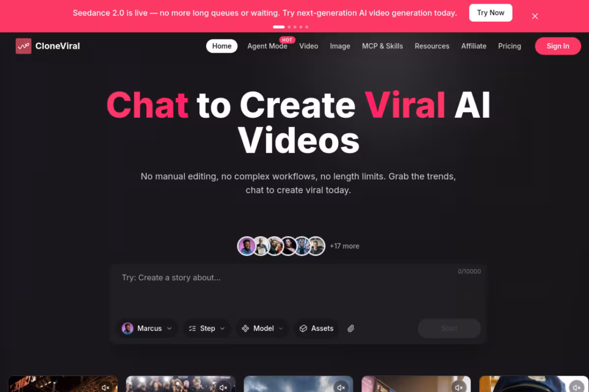 CloneViral AI homepage screenshot