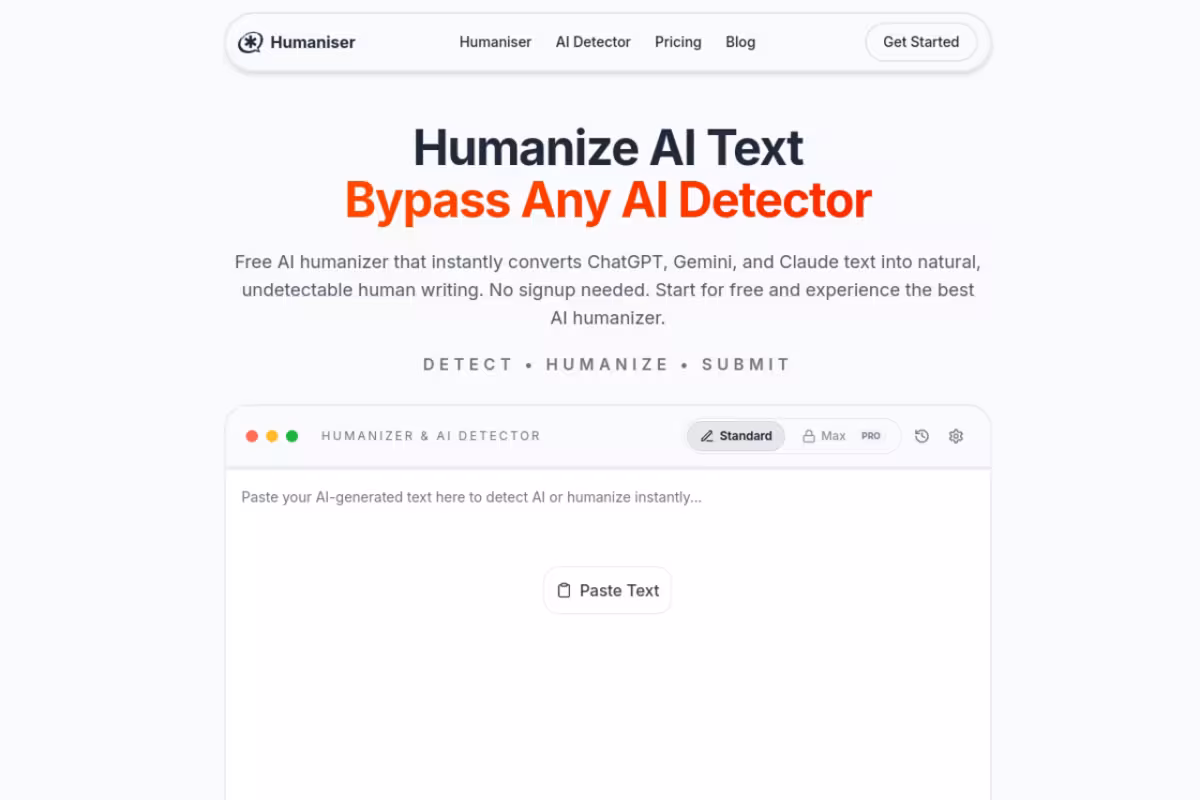Humaniser homepage screenshot