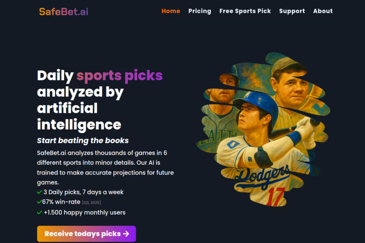 Safebet homepage screenshot