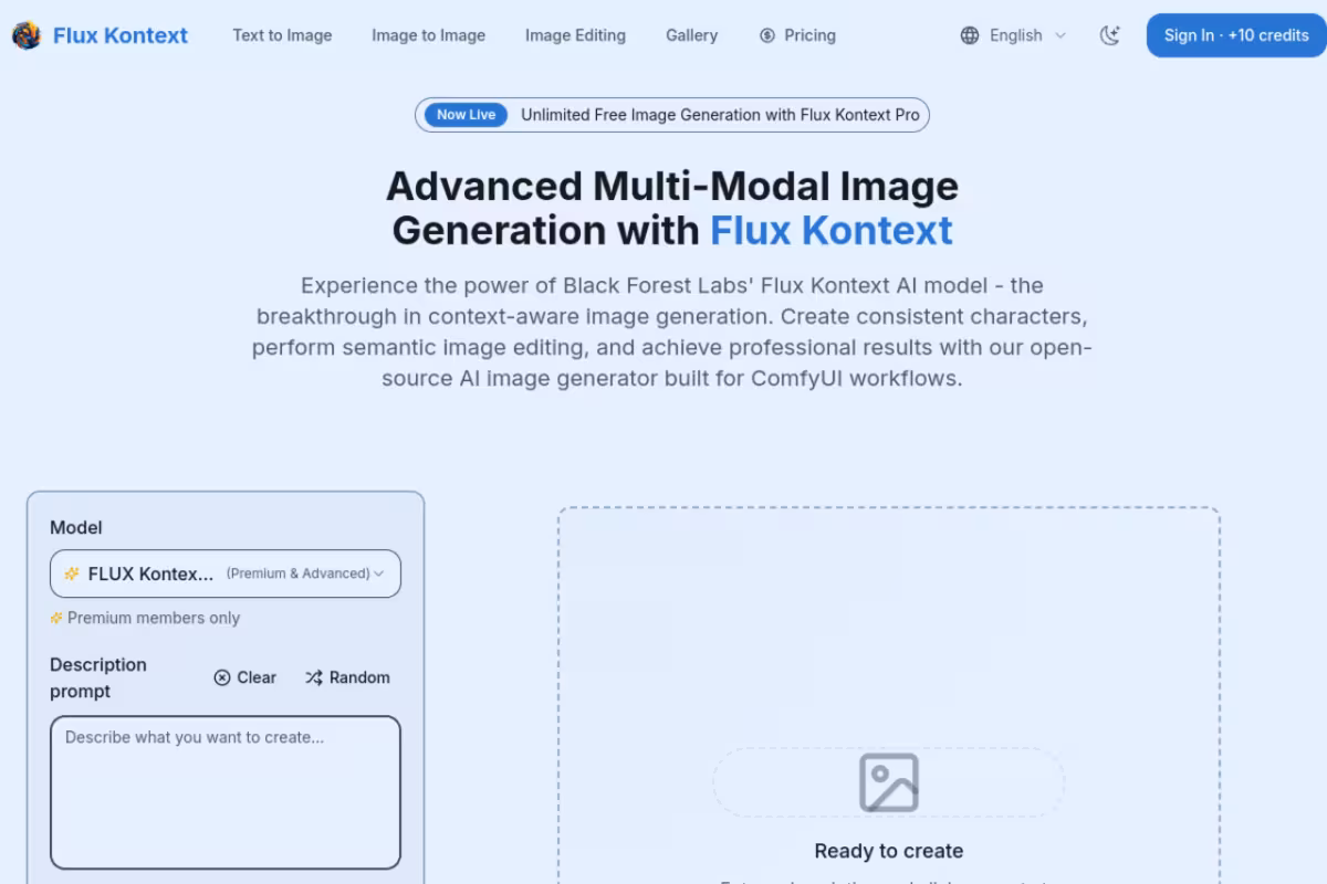 Flux Kontext homepage screenshot