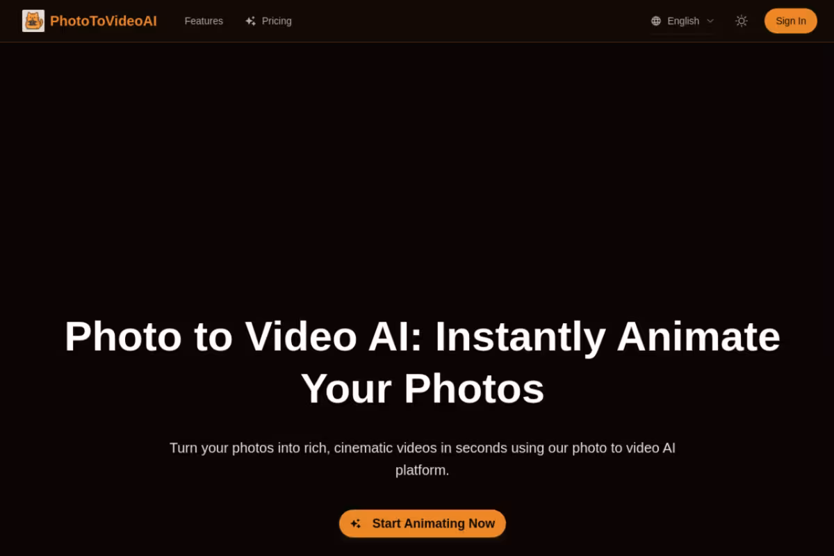 Photo to Video AI.io homepage screenshot