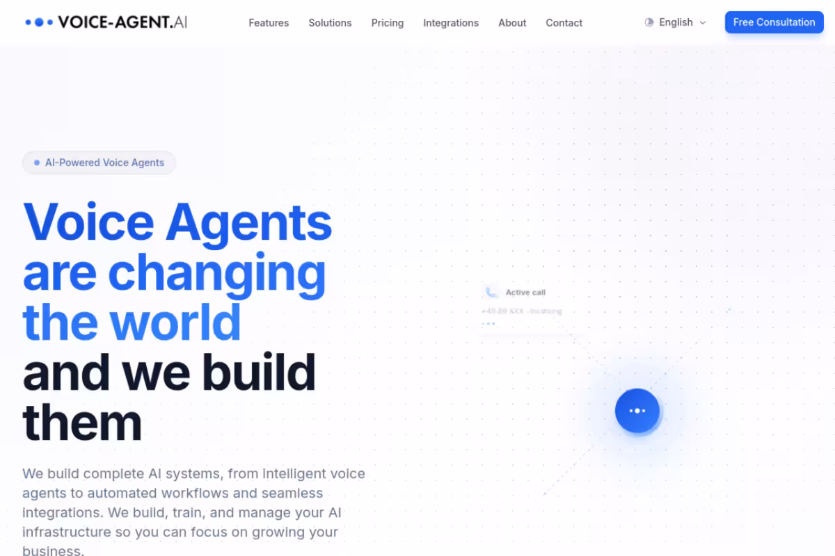 Voice-Agent.Ai homepage screenshot