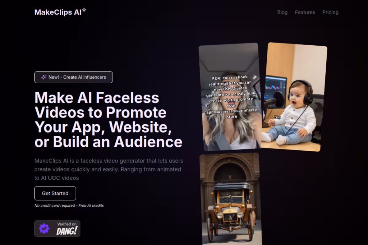 Make Clips AI homepage screenshot