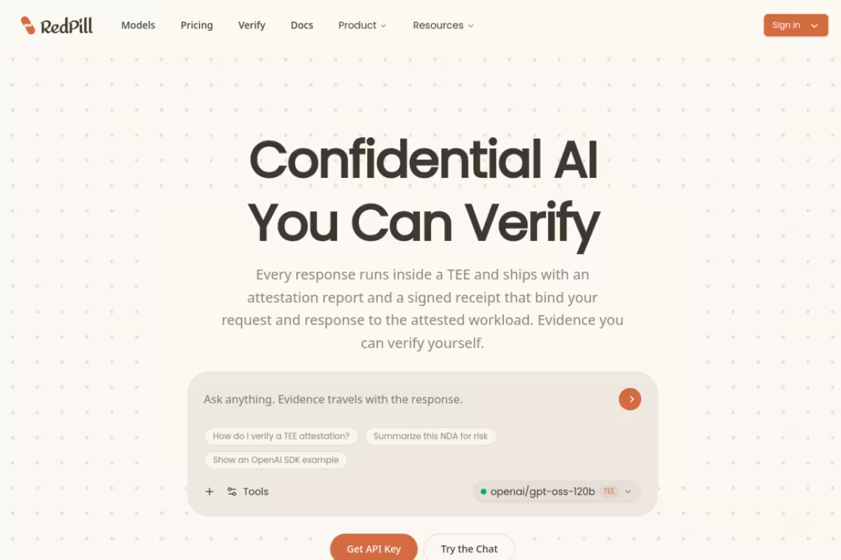 RedPill AI homepage screenshot