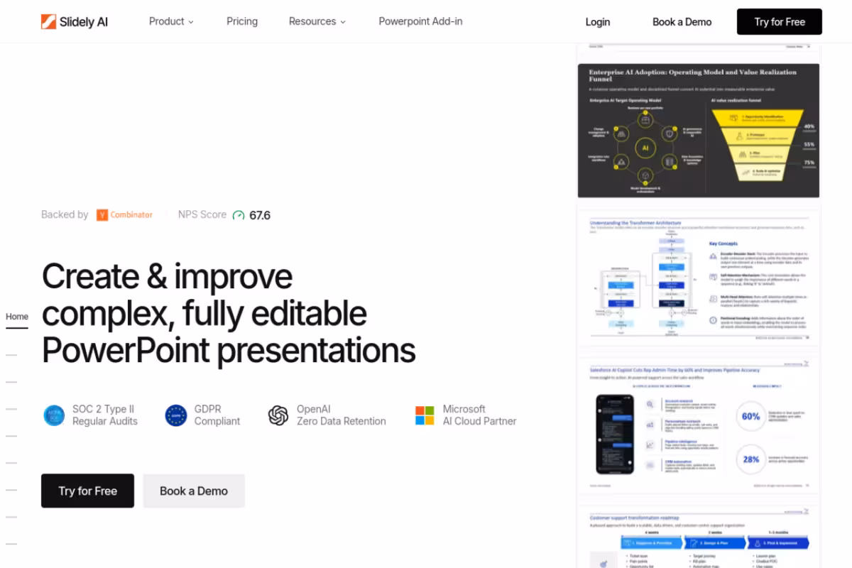Slidely AI homepage screenshot