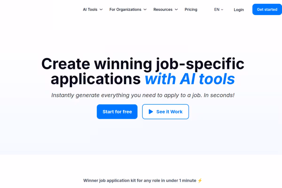 JobWinner homepage screenshot