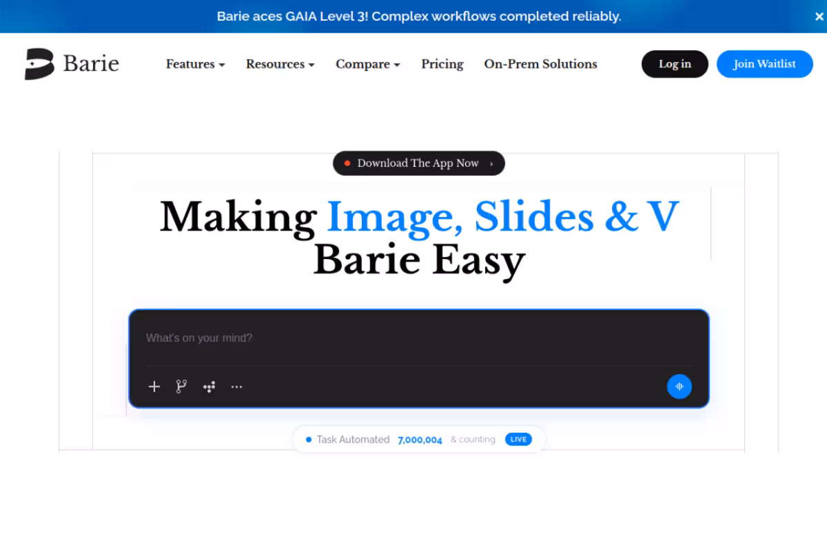 Barie AI homepage screenshot