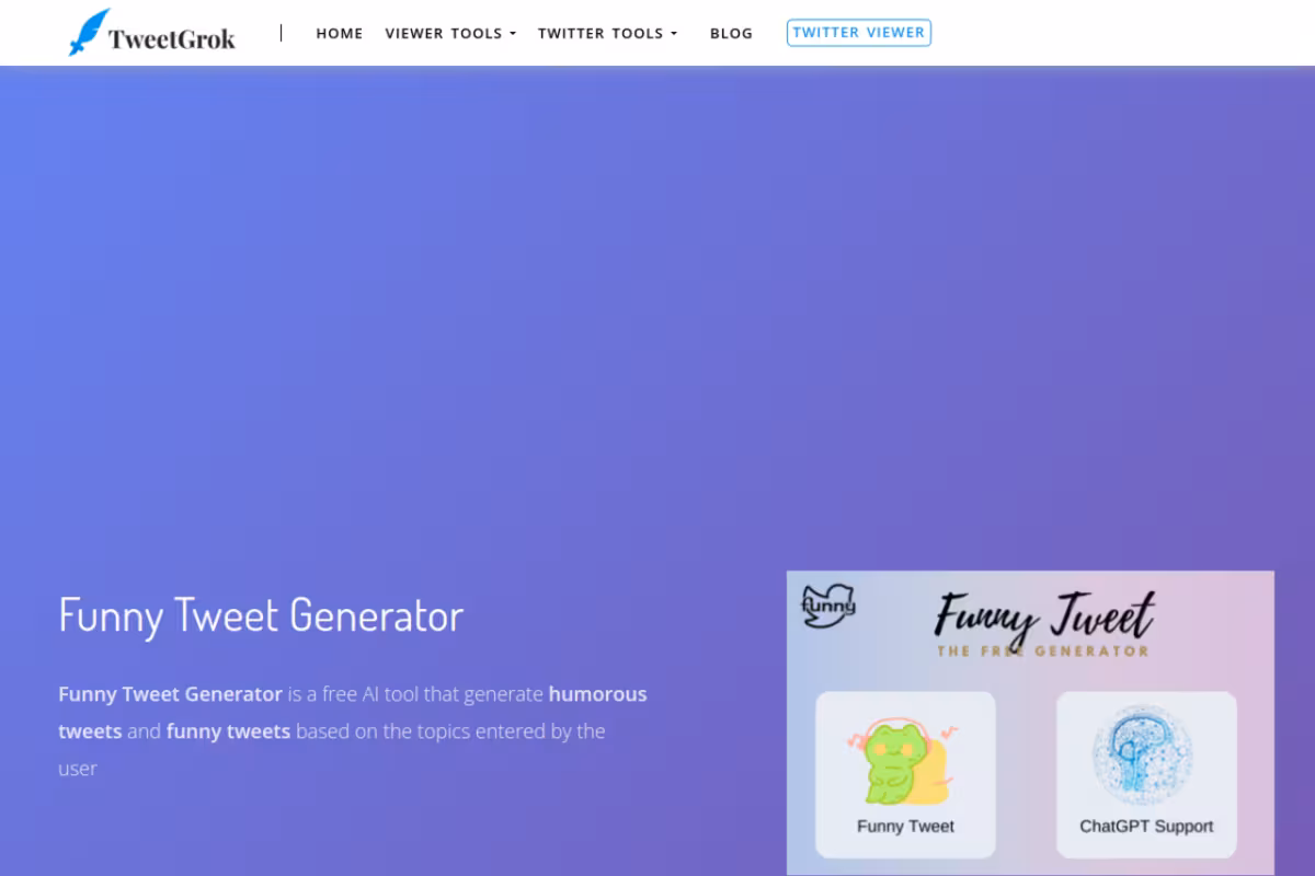 Funny Tweet Generator homepage screenshot