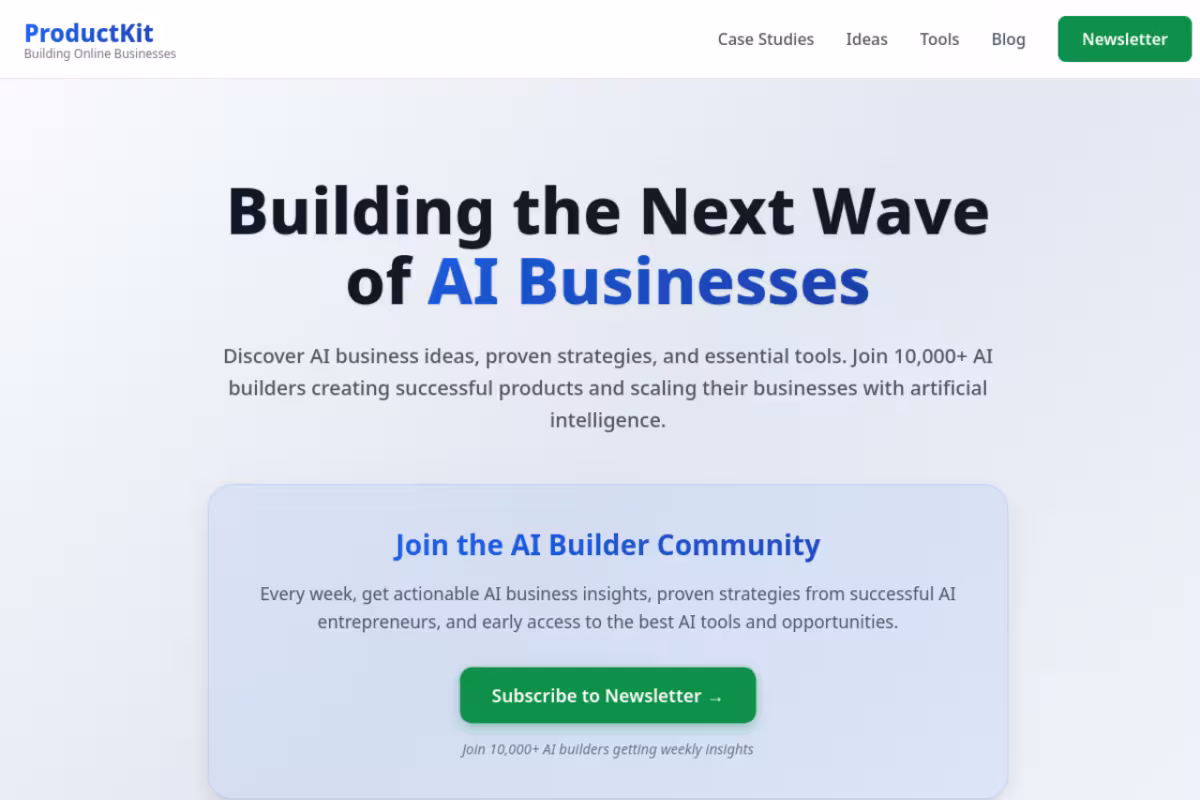 ProductKit homepage screenshot