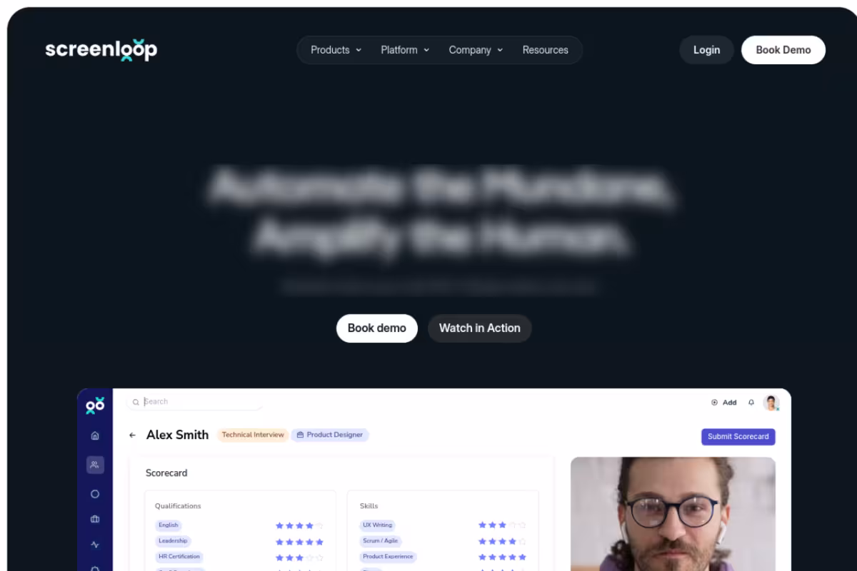 Screenloop homepage screenshot