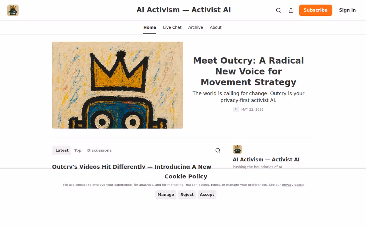 ProtestGPT homepage screenshot