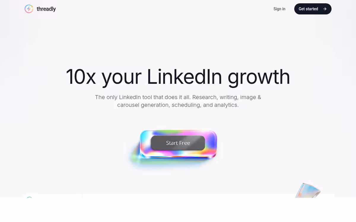 ThreadlyApp.co homepage screenshot