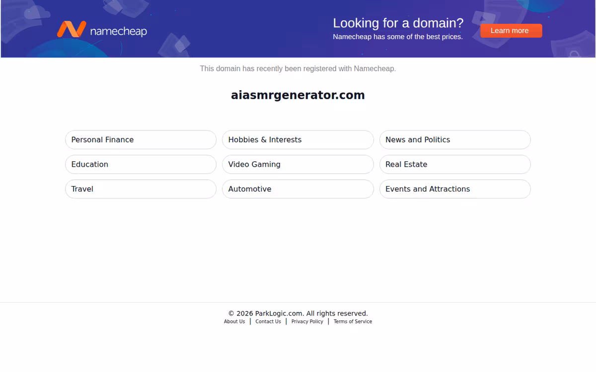 AI ASMR Generator homepage screenshot