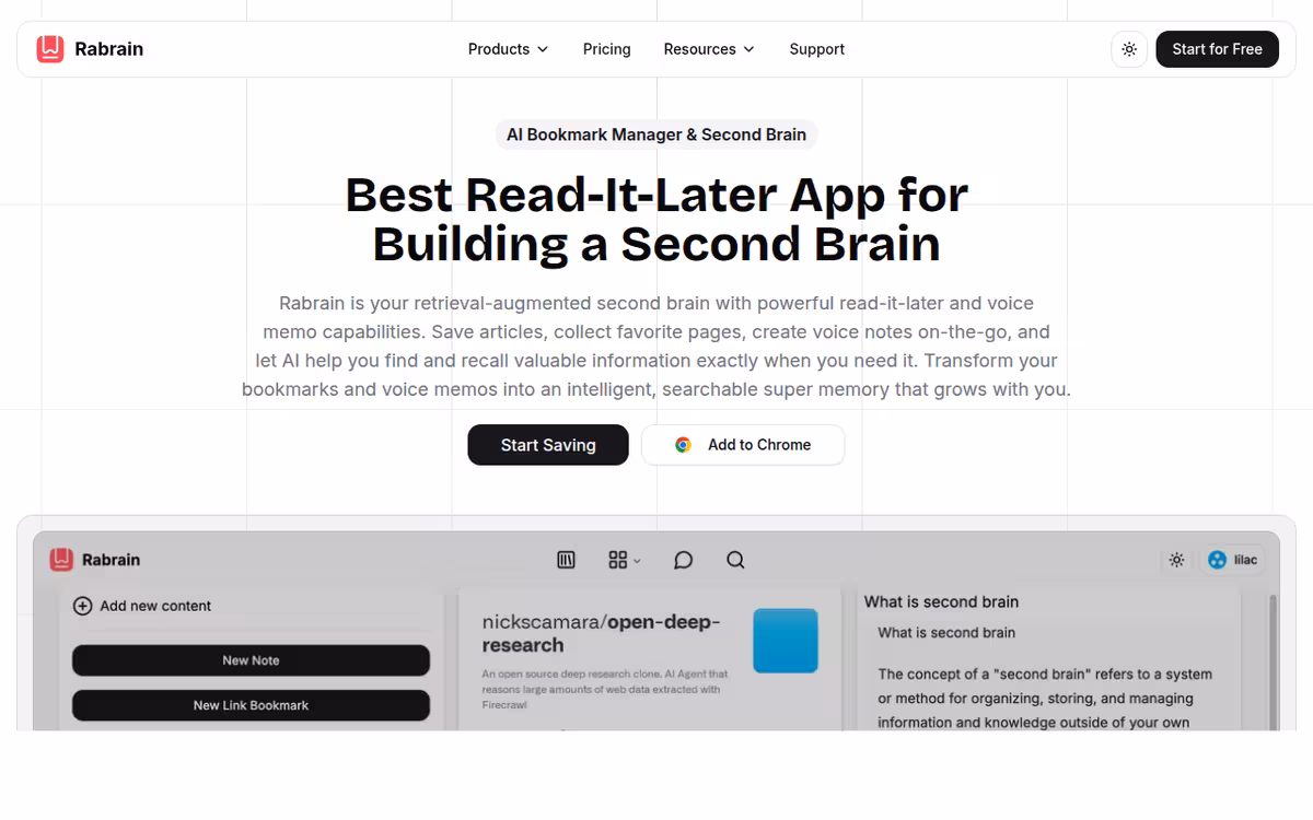 Rabrain homepage screenshot