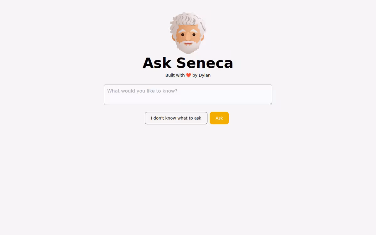 Ask Seneca homepage screenshot