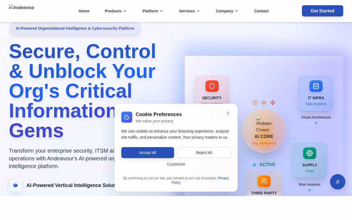 Andeavour.AI homepage screenshot