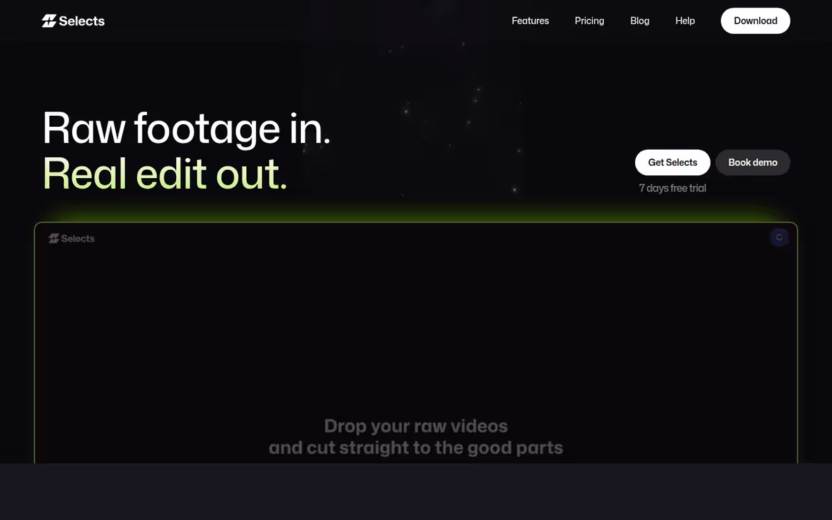 Selects homepage screenshot