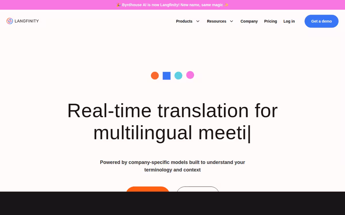 Langfinity homepage screenshot