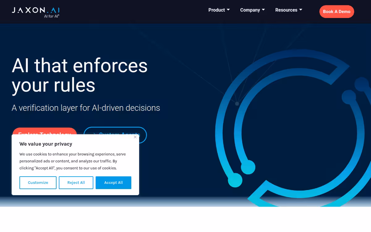 JaxonAI homepage screenshot