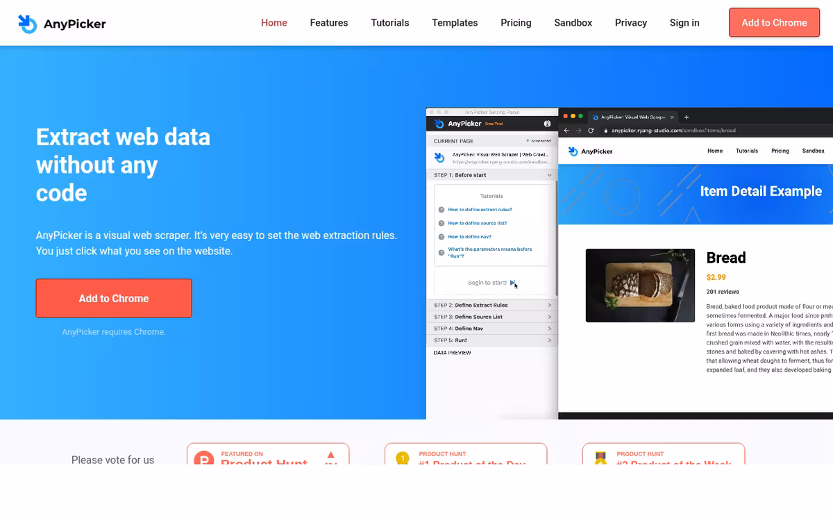 AnyPicker homepage screenshot