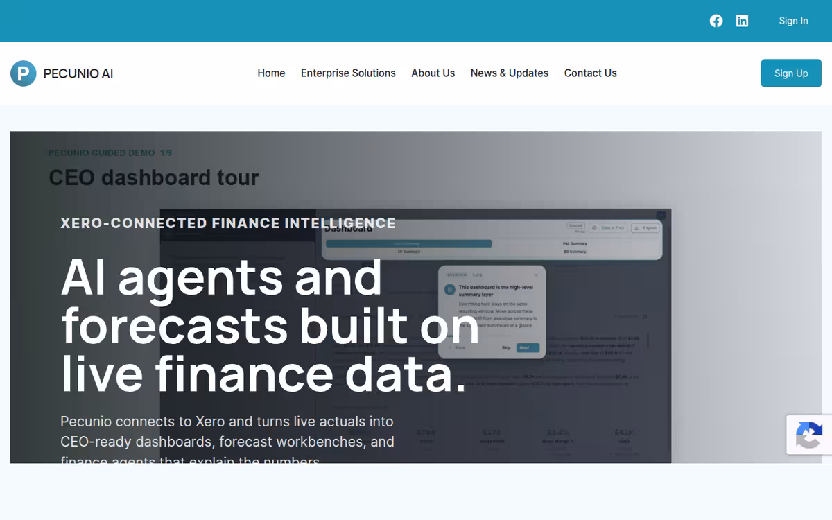 Pecunio AI homepage screenshot