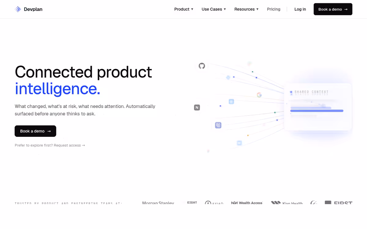 Devplan homepage screenshot