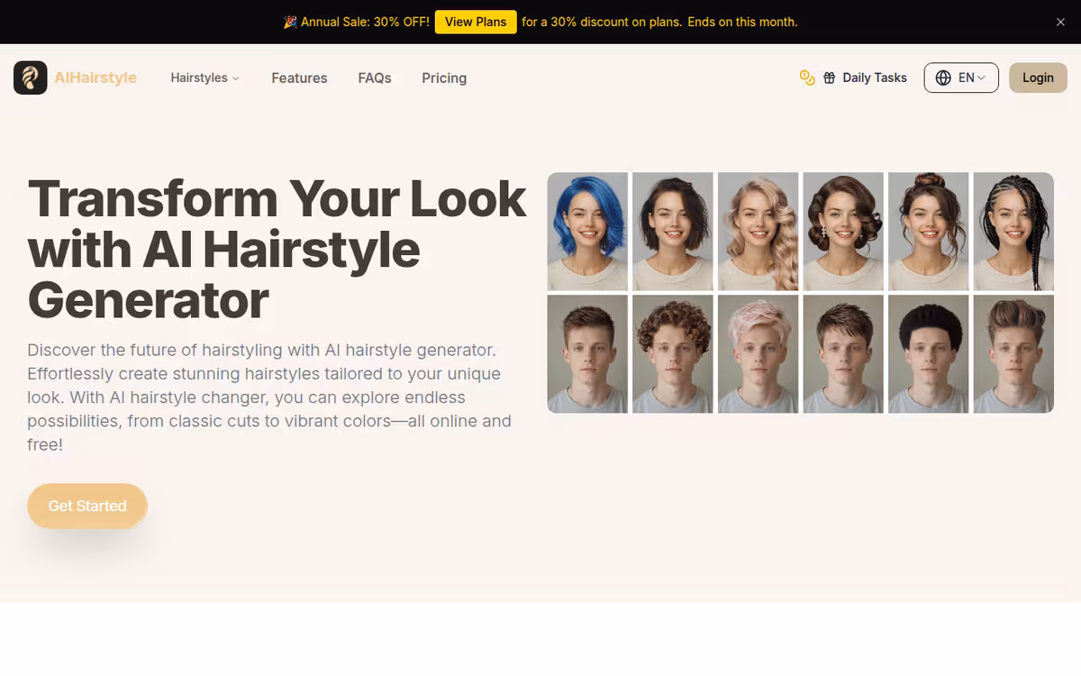 AIHairstyle homepage screenshot
