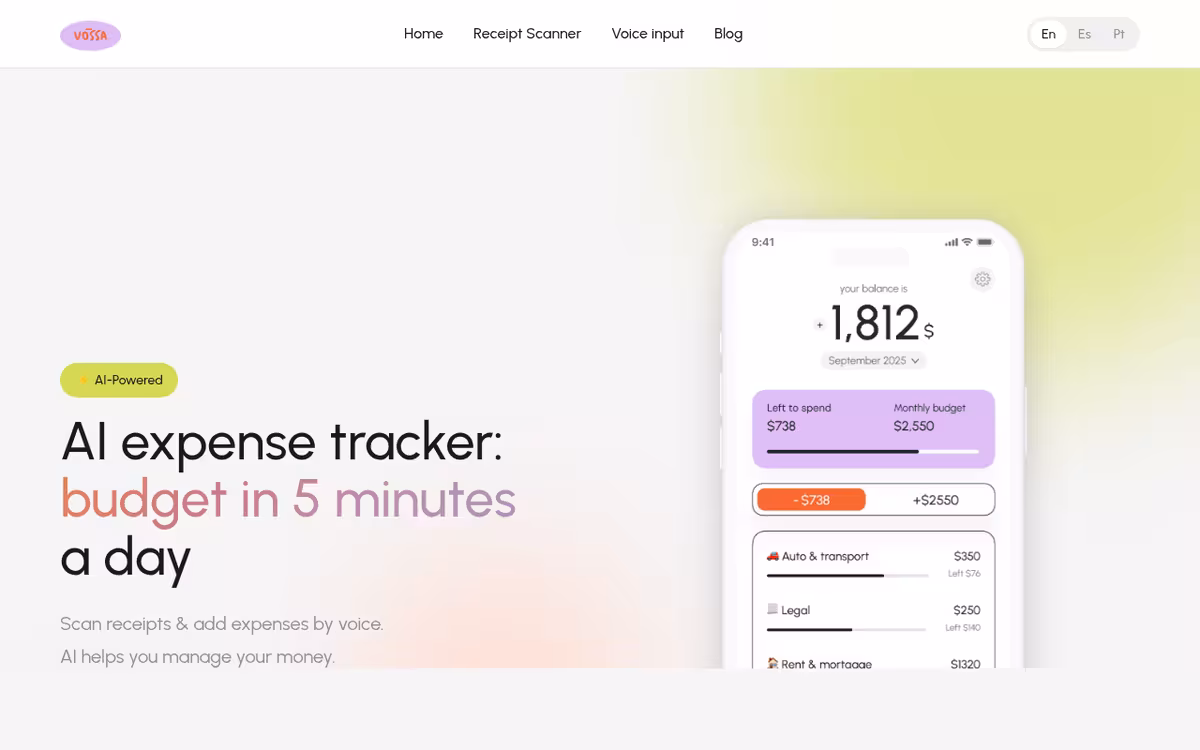 Vossa homepage screenshot