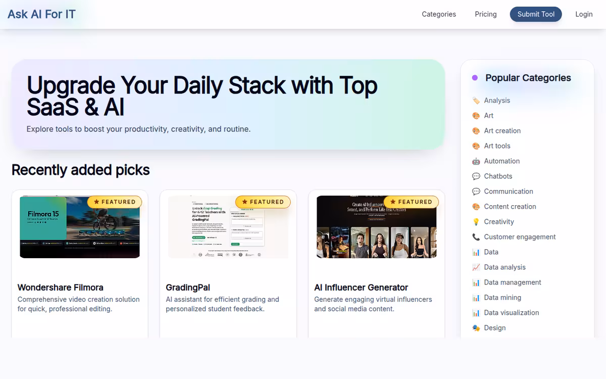 Ask AI For It homepage screenshot