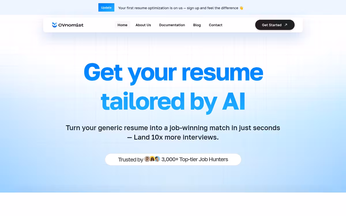 CVnomist homepage screenshot