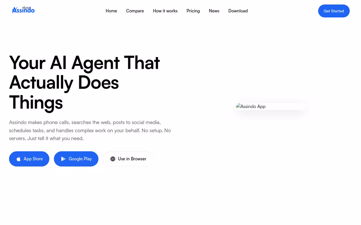 Assindo homepage screenshot