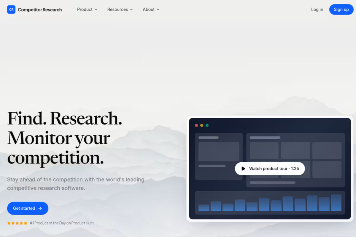Competitor Research homepage screenshot