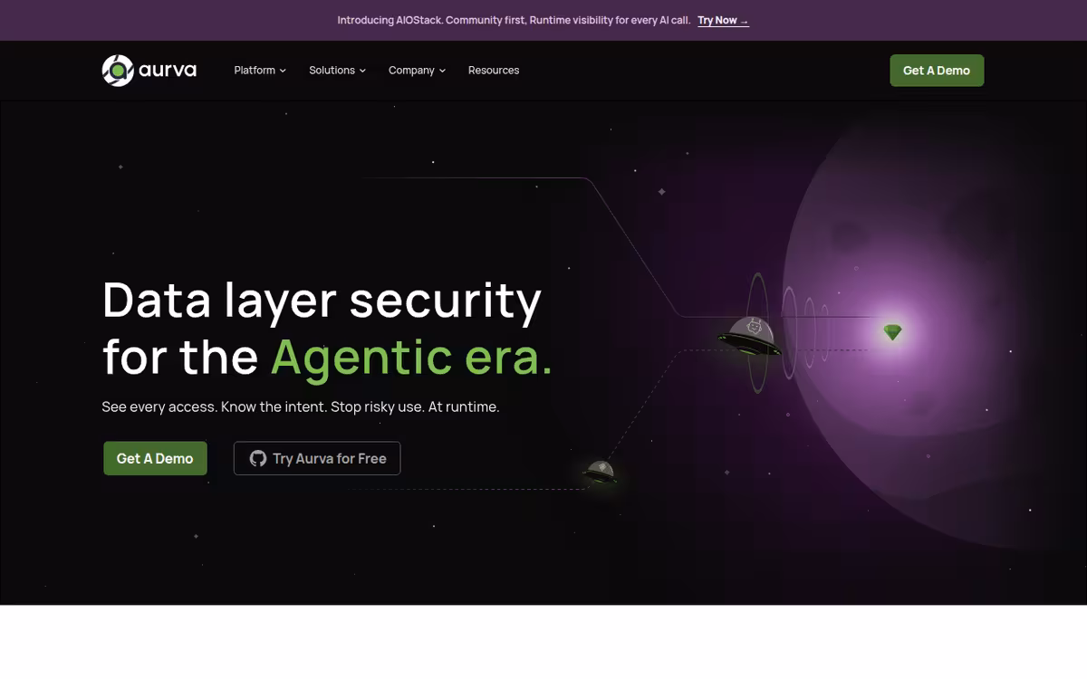 Aurva homepage screenshot
