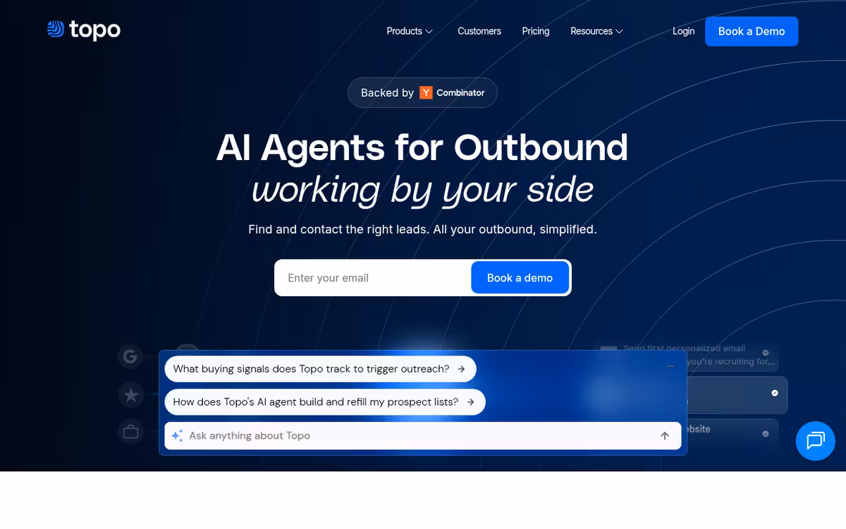 Topo AI homepage screenshot